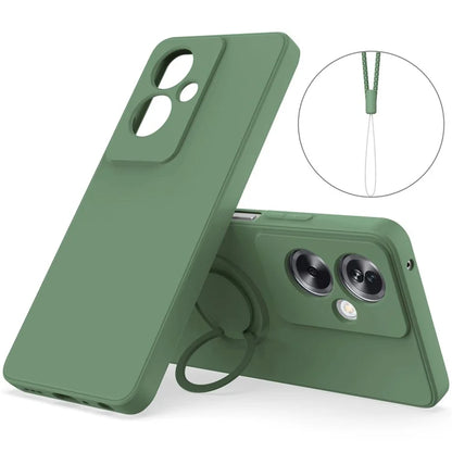 For Oppo A79 5G Silicone Case with Strap Ring Kickstand Phone Cover