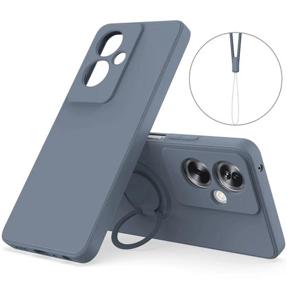 For Oppo A79 5G Silicone Case with Strap Ring Kickstand Phone Cover