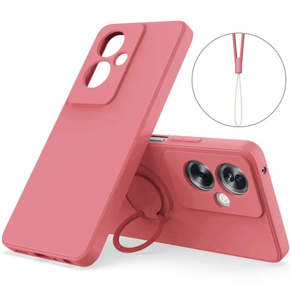 For Oppo A79 5G Silicone Case with Strap Ring Kickstand Phone Cover