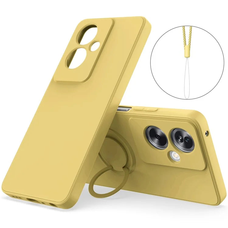 For Oppo A79 5G Silicone Case with Strap Ring Kickstand Phone Cover