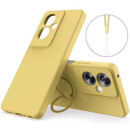 For Oppo A79 5G Silicone Case with Strap Ring Kickstand Phone Cover