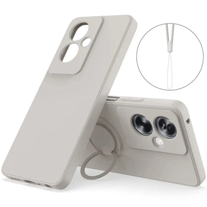 For Oppo A79 5G Silicone Case with Strap Ring Kickstand Phone Cover