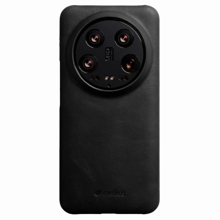 MELKCO For Xiaomi 14 Ultra Case Waxy Genuine Cow Leather PC Phone Back Cover