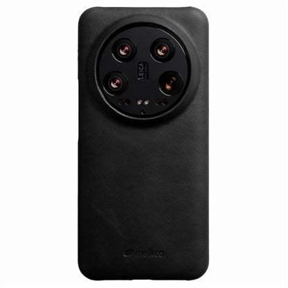 MELKCO For Xiaomi 14 Ultra Case Waxy Genuine Cow Leather PC Phone Back Cover