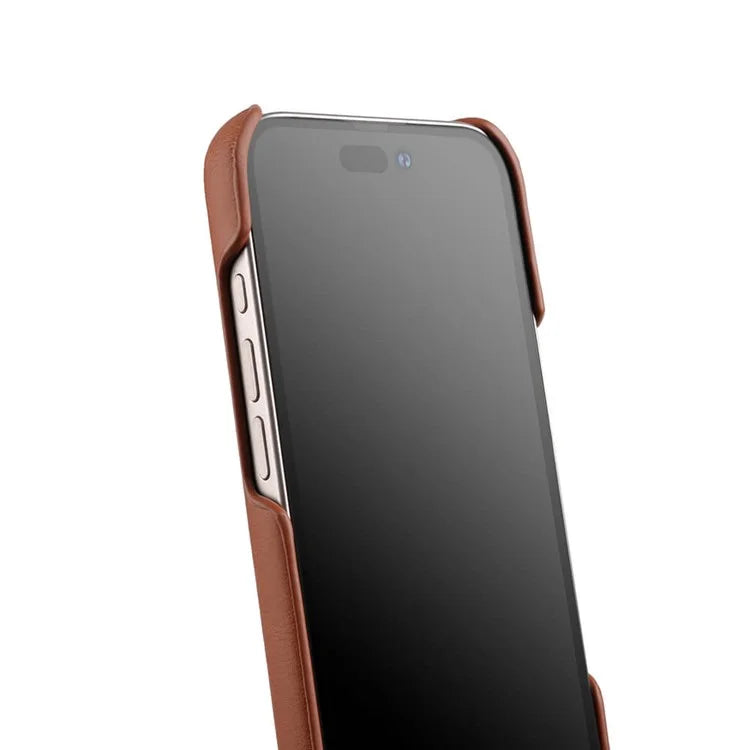 MELKCO For iPhone 16 Pro Case Compatible with MagSafe Waxy Genuine Cow Leather PC Phone Back Cover