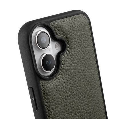 MELKCO For iPhone 16 Case Genuine Cow Leather Coated PC Phone Cover