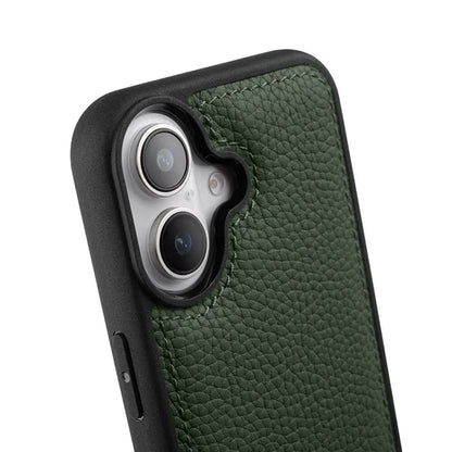MELKCO For iPhone 16 Case Genuine Cow Leather Coated PC Phone Cover