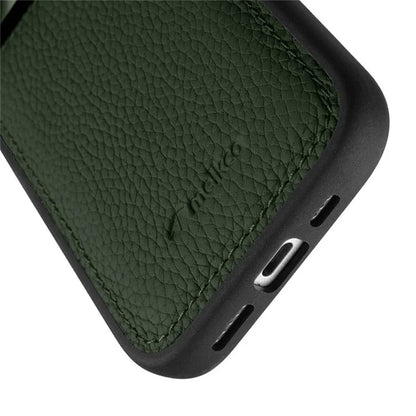 MELKCO For iPhone 16 Case Genuine Cow Leather Coated PC Phone Cover