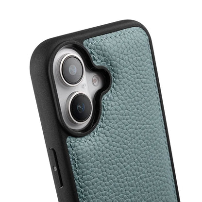 MELKCO For iPhone 16 Case Genuine Cow Leather Coated PC Phone Cover