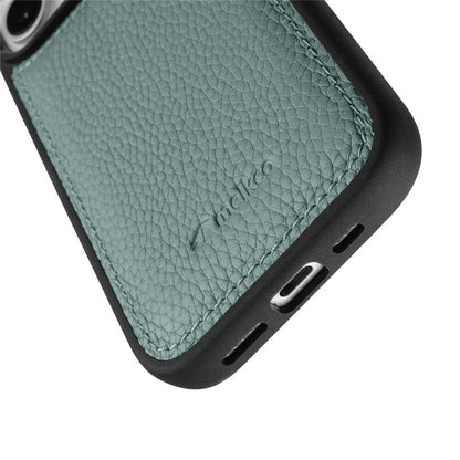 MELKCO For iPhone 16 Case Genuine Cow Leather Coated PC Phone Cover