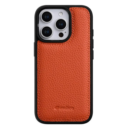 MELKCO For iPhone 16 Pro Case Genuine Cow Leather Coated PC Phone Cover
