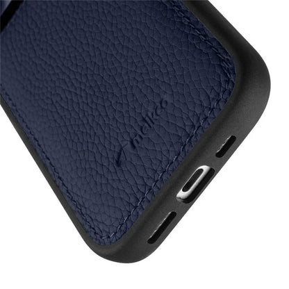 MELKCO For iPhone 16 Pro Case Genuine Cow Leather Coated PC Phone Cover