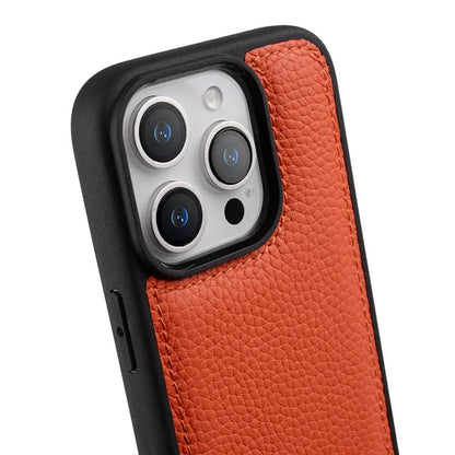 MELKCO For iPhone 16 Pro Max Case Genuine Cow Leather Coated PC Phone Cover