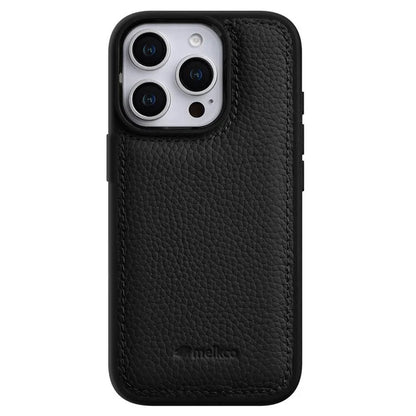 MELKCO For iPhone 16 Pro Max Case Genuine Cow Leather Coated PC Phone Cover