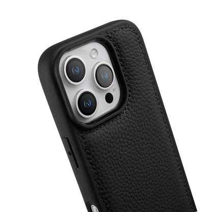 MELKCO For iPhone 16 Pro Max Case Genuine Cow Leather Coated PC Phone Cover