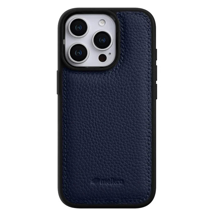 MELKCO For iPhone 16 Pro Max Case Genuine Cow Leather Coated PC Phone Cover