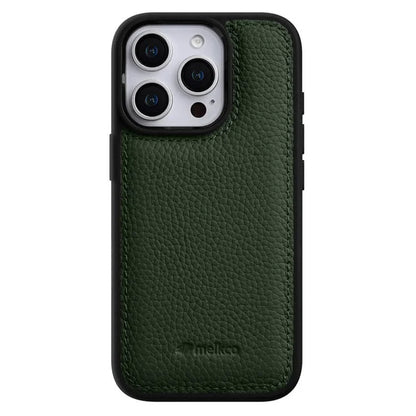 MELKCO For iPhone 16 Pro Max Case Genuine Cow Leather Coated PC Phone Cover