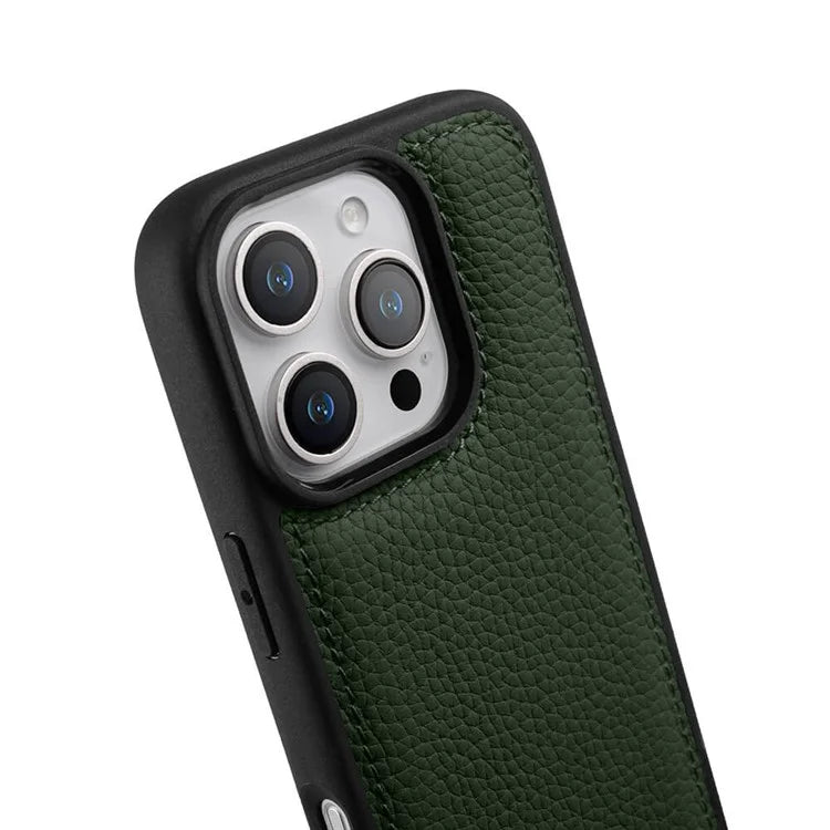MELKCO For iPhone 16 Pro Max Case Genuine Cow Leather Coated PC Phone Cover