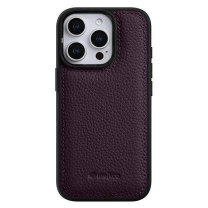 MELKCO For iPhone 16 Pro Max Case Genuine Cow Leather Coated PC Phone Cover