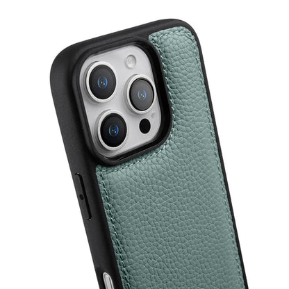 MELKCO For iPhone 16 Pro Max Case Genuine Cow Leather Coated PC Phone Cover