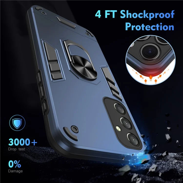 For Samsung Galaxy A16 5G Case PC+TPU Drop Defend Phone Cover with Ring Kickstand