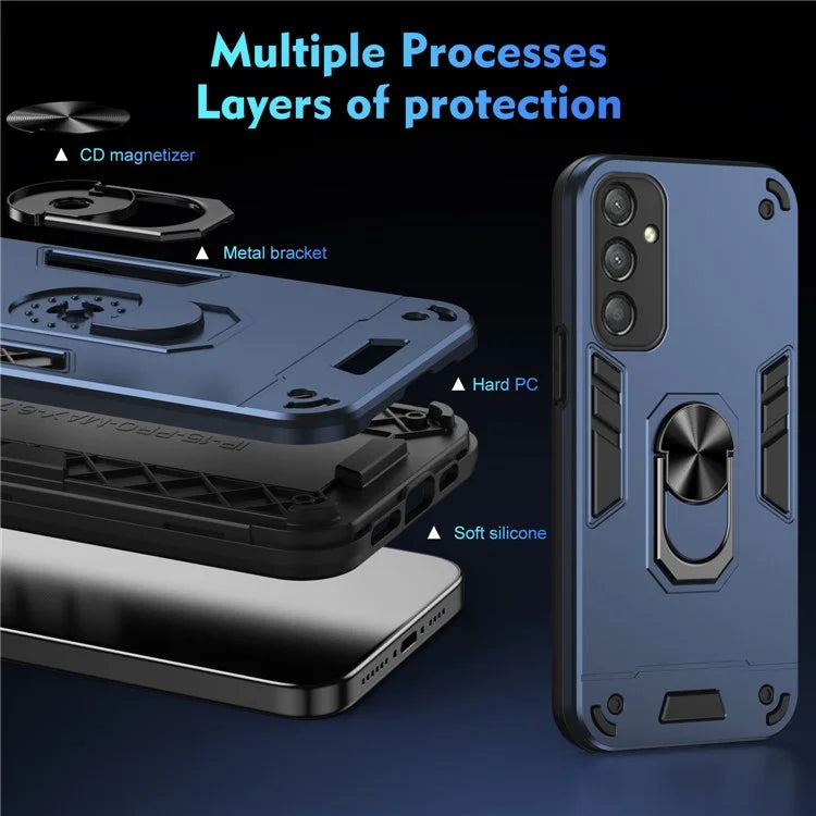 For Samsung Galaxy A16 5G Case PC+TPU Drop Defend Phone Cover with Ring Kickstand