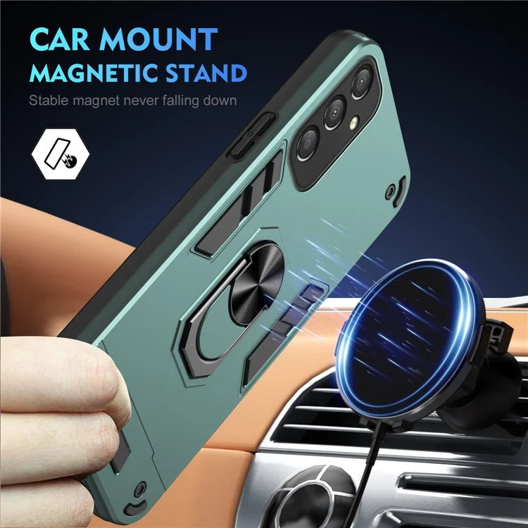 For Samsung Galaxy A16 5G Case PC+TPU Drop Defend Phone Cover with Ring Kickstand