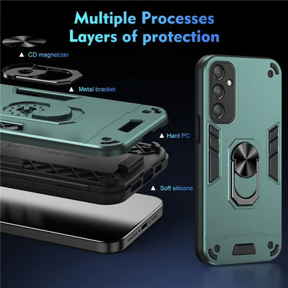 For Samsung Galaxy A16 5G Case PC+TPU Drop Defend Phone Cover with Ring Kickstand
