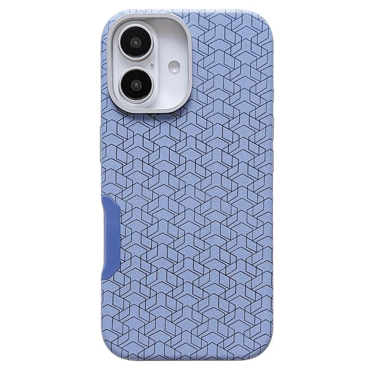 For iPhone 16 Plus Case Compatible with MagSafe Anti-Drop PU+TPU Phone Cover Geometric Pattern