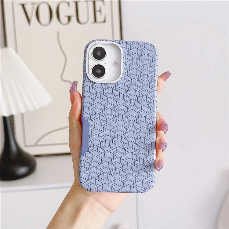 For iPhone 16 Plus Case Compatible with MagSafe Anti-Drop PU+TPU Phone Cover Geometric Pattern