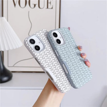 For iPhone 16 Plus Case Compatible with MagSafe Anti-Drop PU+TPU Phone Cover Geometric Pattern