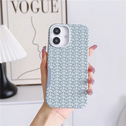 For iPhone 16 Case Compatible with MagSafe Anti-Drop PU+TPU Phone Cover Geometric Pattern