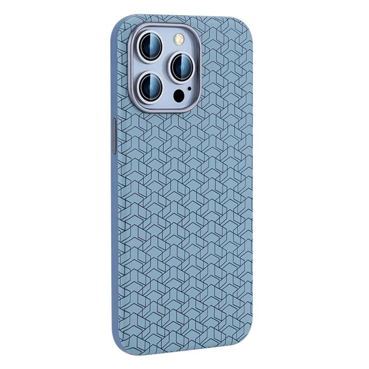 For iPhone 16 Pro Case Compatible with MagSafe Anti-Drop PU+TPU Phone Cover Geometric Pattern
