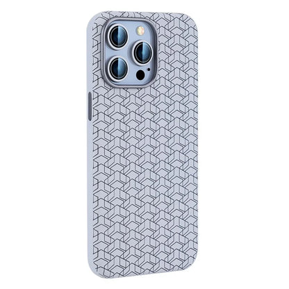 For iPhone 16 Pro Case Compatible with MagSafe Anti-Drop PU+TPU Phone Cover Geometric Pattern