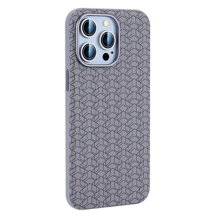 For iPhone 16 Pro Case Compatible with MagSafe Anti-Drop PU+TPU Phone Cover Geometric Pattern
