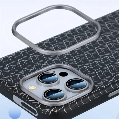 For iPhone 16 Pro Case Compatible with MagSafe Anti-Drop PU+TPU Phone Cover Geometric Pattern