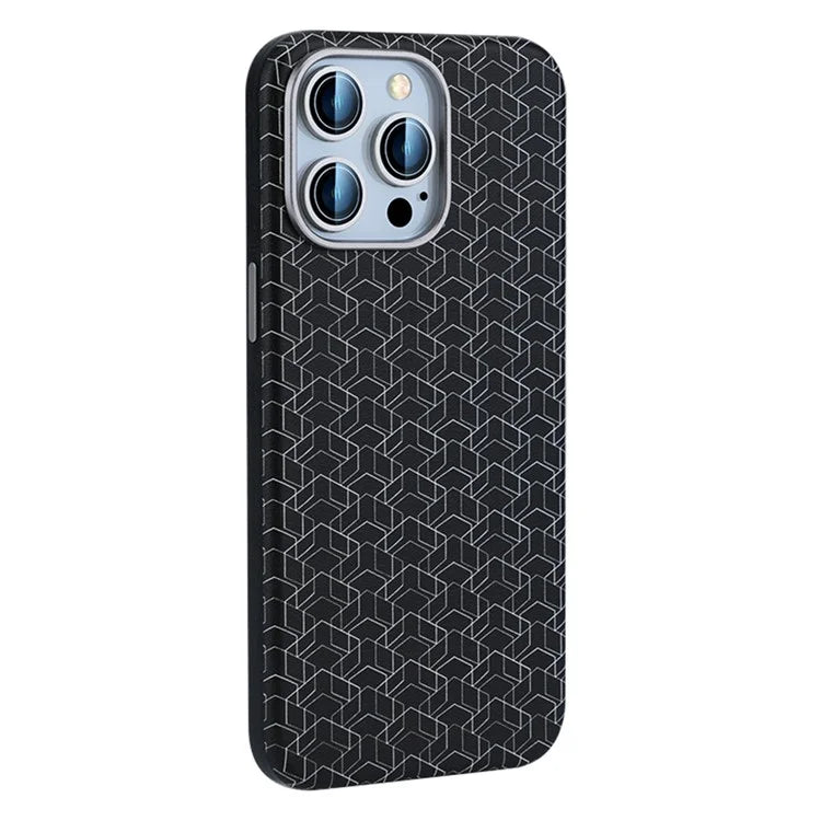 For iPhone 16 Pro Max Case Compatible with MagSafe Anti-Drop PU+TPU Phone Cover Geometric Pattern