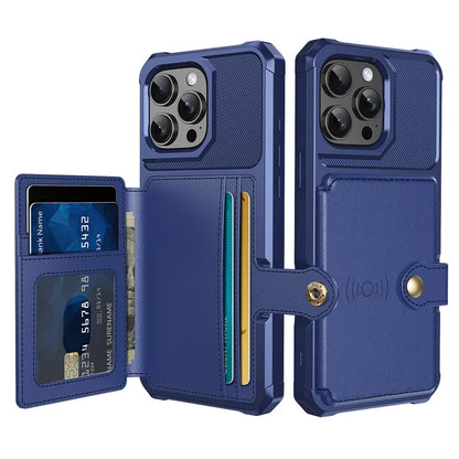 ZM03 For iPhone 16 Pro Max Case with Card Holder PU Leather+TPU Phone Back Cover