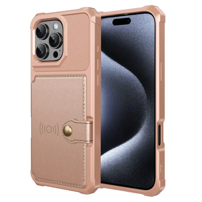 ZM03 For iPhone 16 Pro Max Case with Card Holder PU Leather+TPU Phone Back Cover