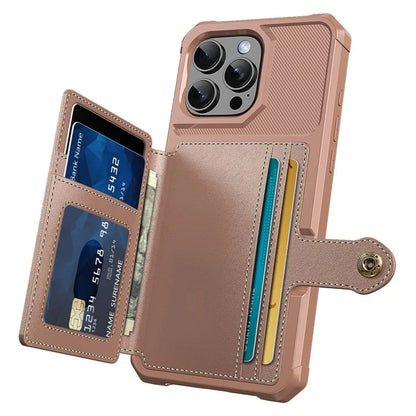 ZM03 For iPhone 16 Pro Max Case with Card Holder PU Leather+TPU Phone Back Cover