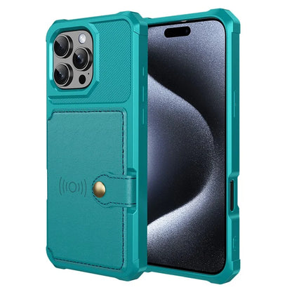 ZM03 For iPhone 16 Pro Max Case with Card Holder PU Leather+TPU Phone Back Cover