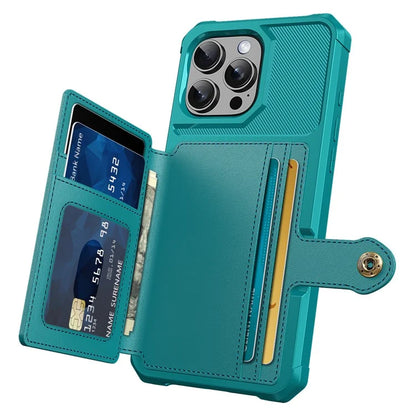 ZM03 For iPhone 16 Pro Max Case with Card Holder PU Leather+TPU Phone Back Cover