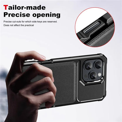 ZM11 For iPhone 16 Pro Max Case Card Slot Kickstand PU+TPU Phone Cover