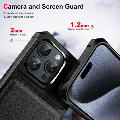 ZM11 For iPhone 16 Pro Max Case Card Slot Kickstand PU+TPU Phone Cover