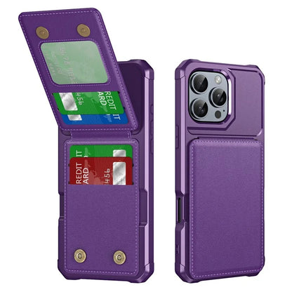 ZM11 For iPhone 16 Pro Max Case Card Slot Kickstand PU+TPU Phone Cover