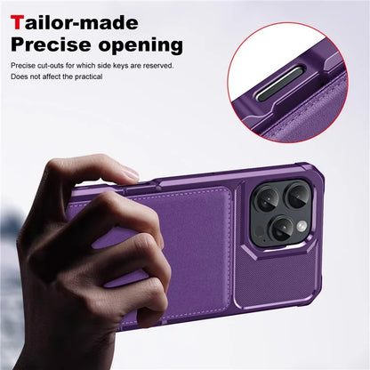 ZM11 For iPhone 16 Pro Max Case Card Slot Kickstand PU+TPU Phone Cover