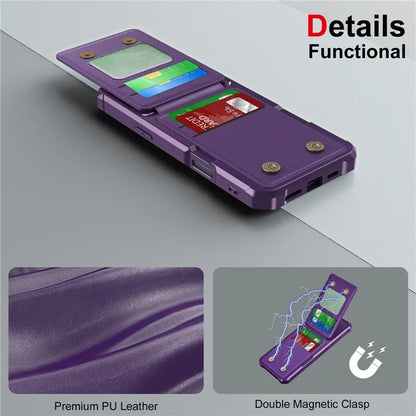 ZM11 For iPhone 16 Pro Max Case Card Slot Kickstand PU+TPU Phone Cover
