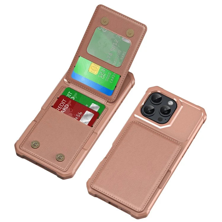 ZM11 For iPhone 16 Pro Max Case Card Slot Kickstand PU+TPU Phone Cover