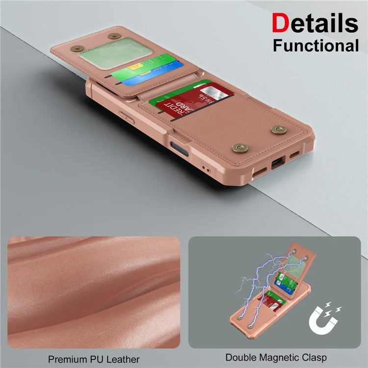 ZM11 For iPhone 16 Pro Max Case Card Slot Kickstand PU+TPU Phone Cover