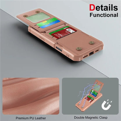 ZM11 For iPhone 16 Pro Max Case Card Slot Kickstand PU+TPU Phone Cover